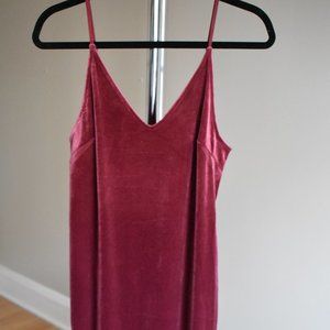 Midi Length Deep Pink Velvet Dress